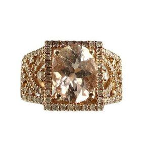 14K Rose Gold Morganite Ring with Diamonds - size 7.5